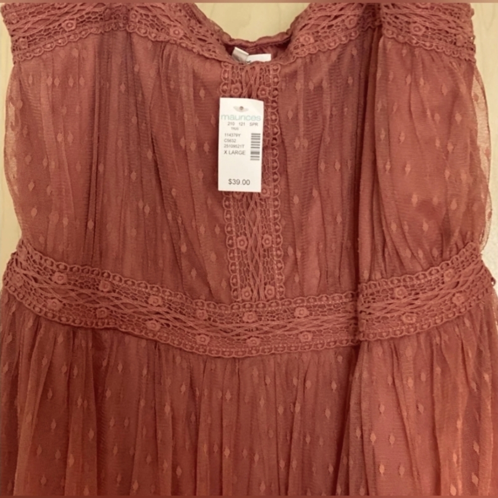 NWT Maurice's mauve lace cocktail summer mini dress size L